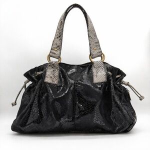 FAR NINE Faux Snakeskin Python Print Hobo Bag